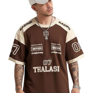 thalasi men cotton jersey aesthetic oversized t shirts for men | sports jerseys t shirts & half sleeve round neck printed tshirt for mens down shoulder loose & baggy fit korean t shirt for man & boy